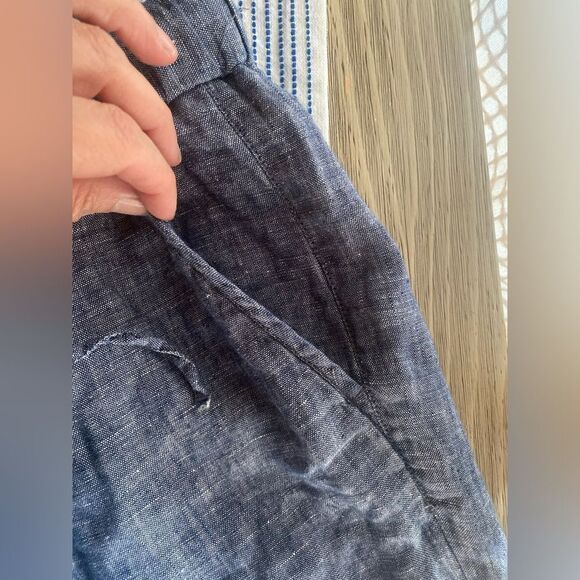 Opus Maritta Pants Women Blue Straight Wide Leg EU Size 42 Drawstring 100% Linen - Picture 9 of 15